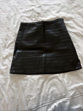 Primark Black Croc-Embossed Faux Leather Mini Skirt